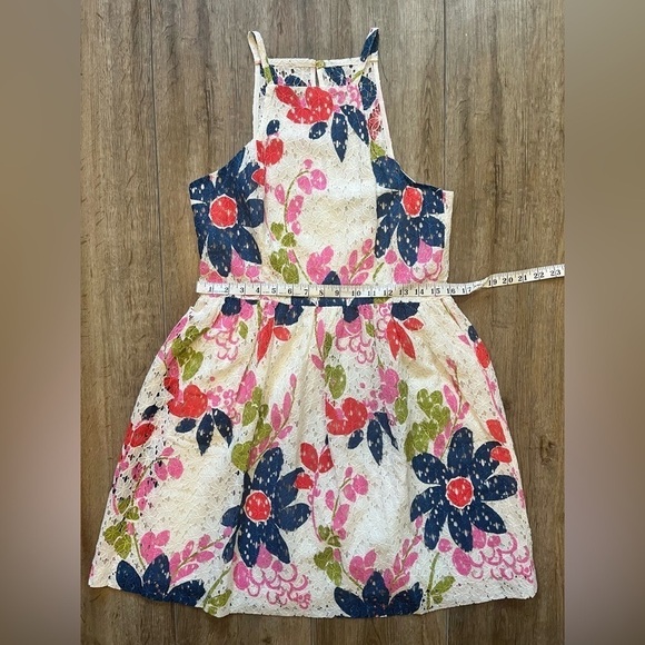 Trina Turk Dress Women Size 10 Petaluma Colorful Floral Lace Fit Flare Retro Mod - Picture 5 of 11